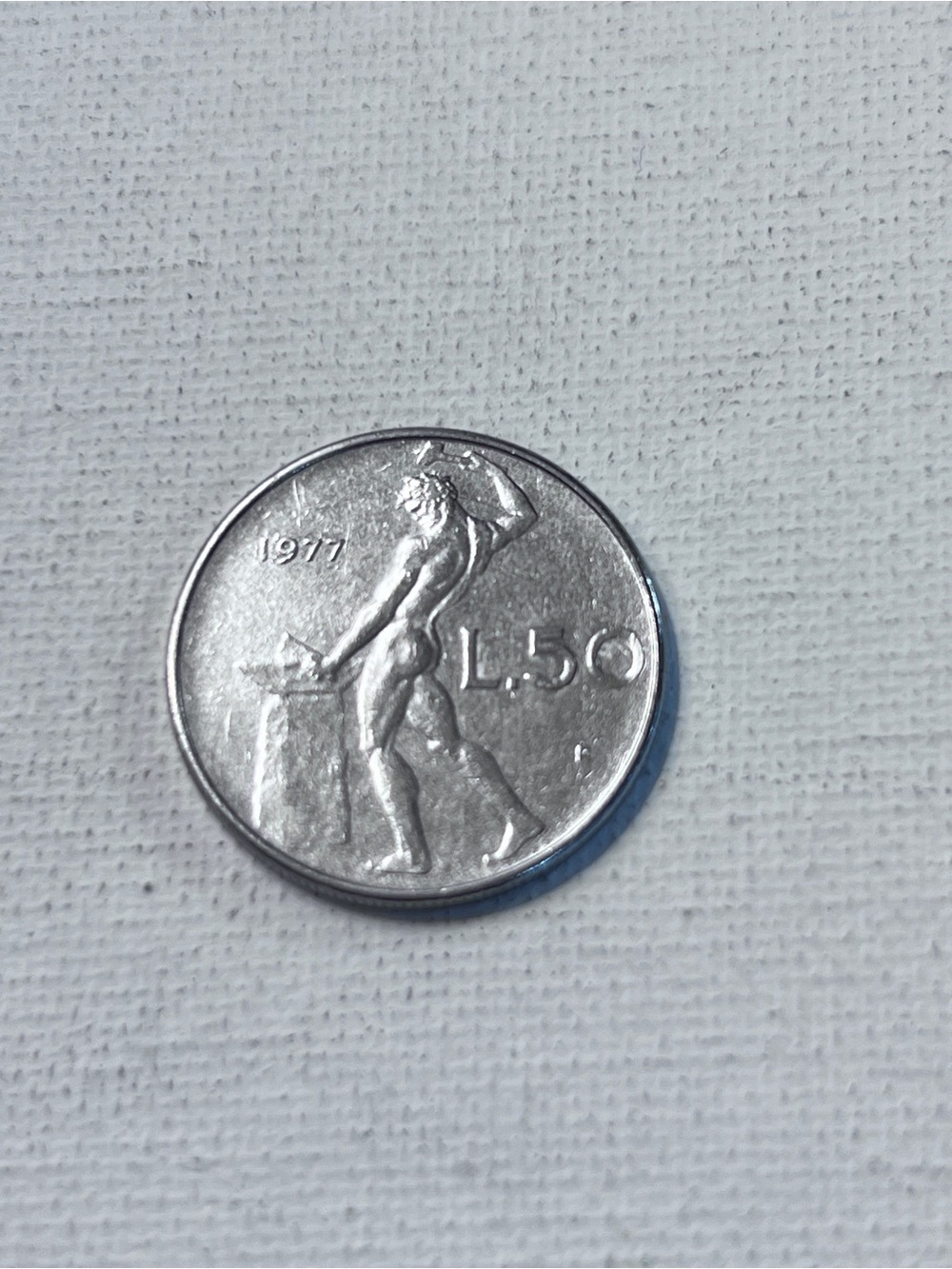 1977 Italian L.50 Coin - Silver Tone